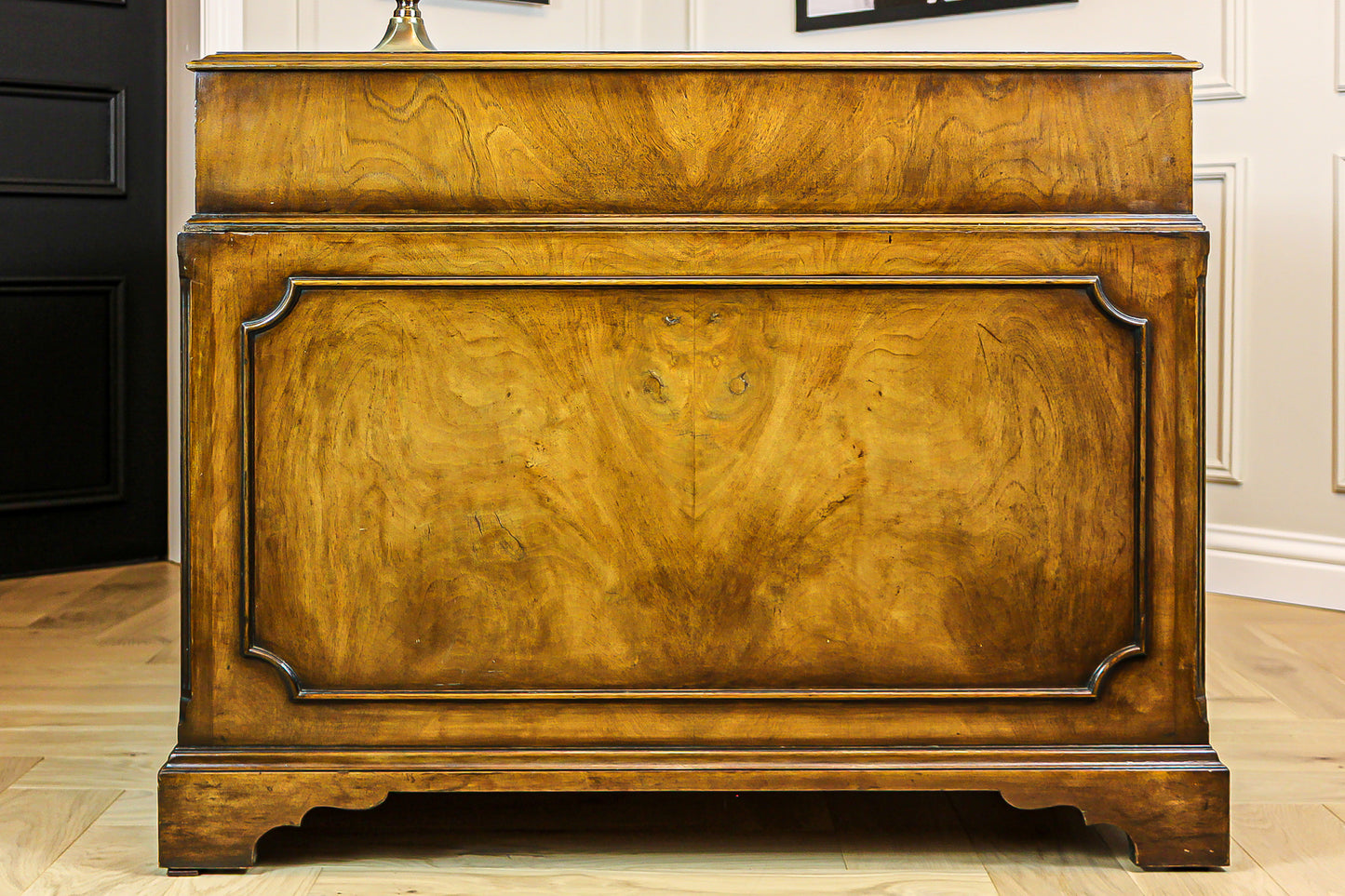 Large Antique Solid Walnut Twin Pedestal Partners Leather Top Writing Desk